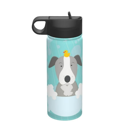 

Goofa Dog In Bathtub for Insulated Kettle 18oz Water Bottle Insulated Tumbler with Handle & Flip Straw - Fits in Cup Holder Leak Resistant Tumbler