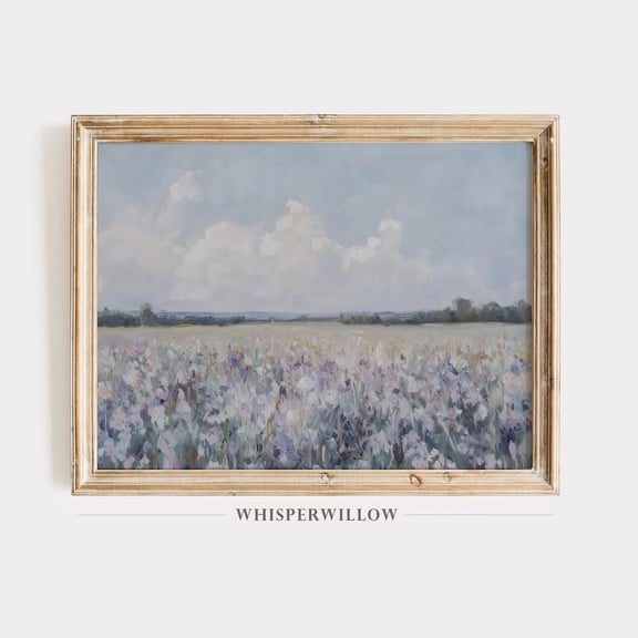 Muted Pastel Wildflower Meadow,, Vintage Floral Field Landscape, Rustic Country Farmhouse Wall Decor Home Decor, 8x12 UNFRAMED