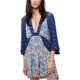 thumbnail image 1 of Free People Womens Talulla Printed Mini Dress, Azul, XS, 1 of 1