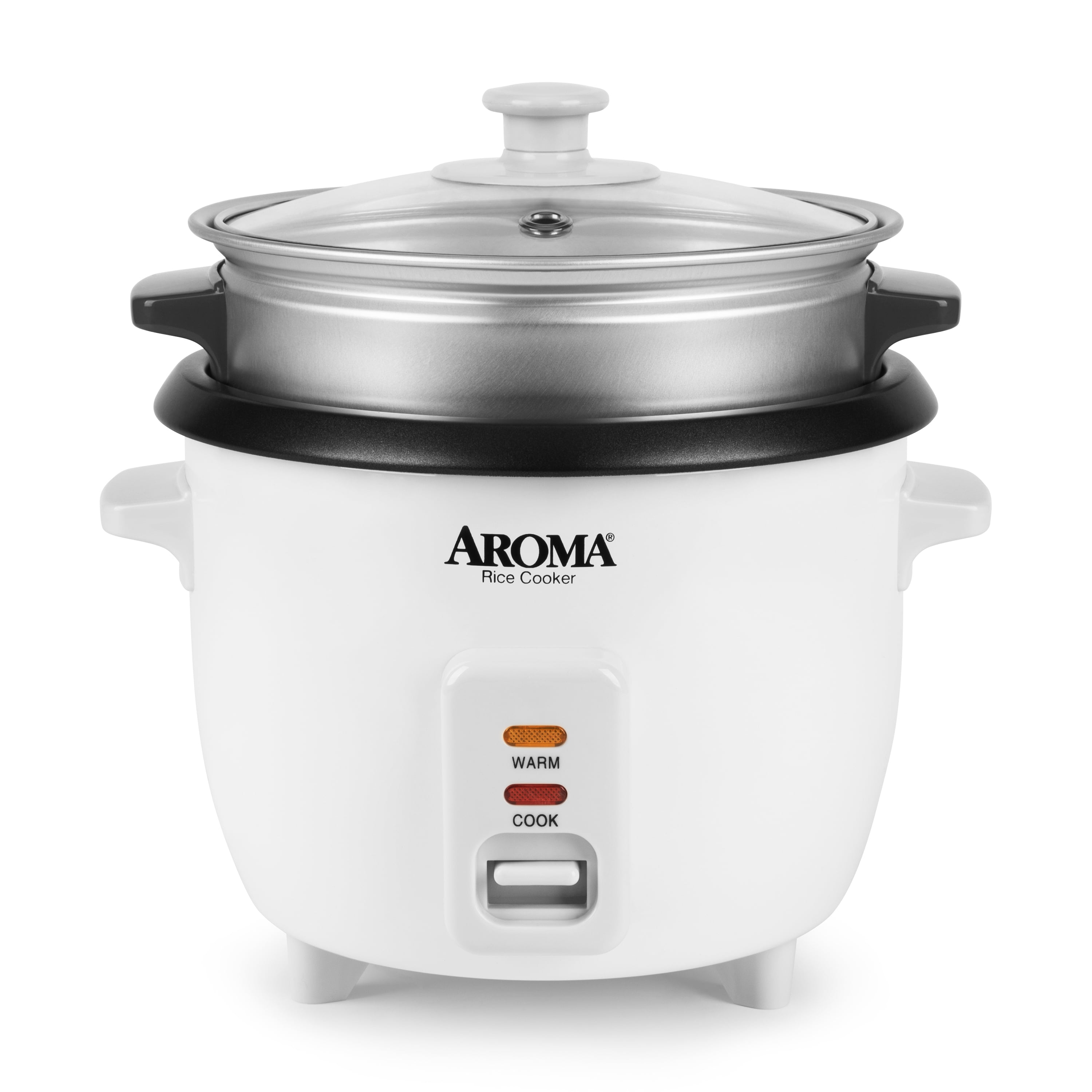 Aroma 6Cup Rice Cooker And Food Steamer, White