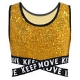 thumbnail image 4 of dPois Kids Girls Sparkle Sequin Hip Hop Dance Top Vest Crisscross Back Sleeveless Metallic Jazz Tank Gold 6, 4 of 6