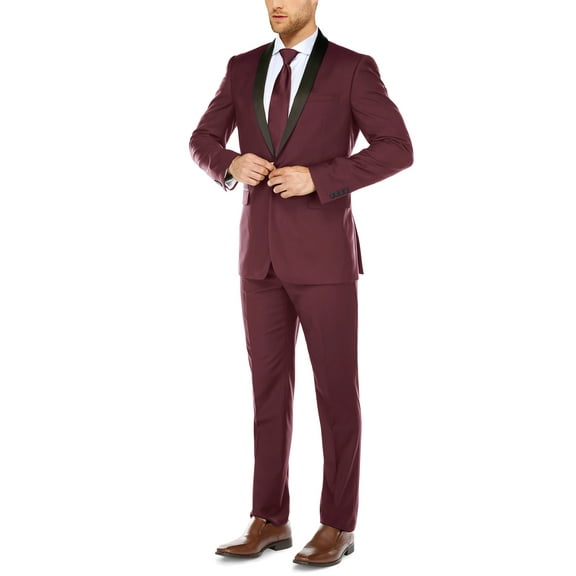 Mens Slim Fit 2 Piece Tuxedo Suit Jacket and Pants