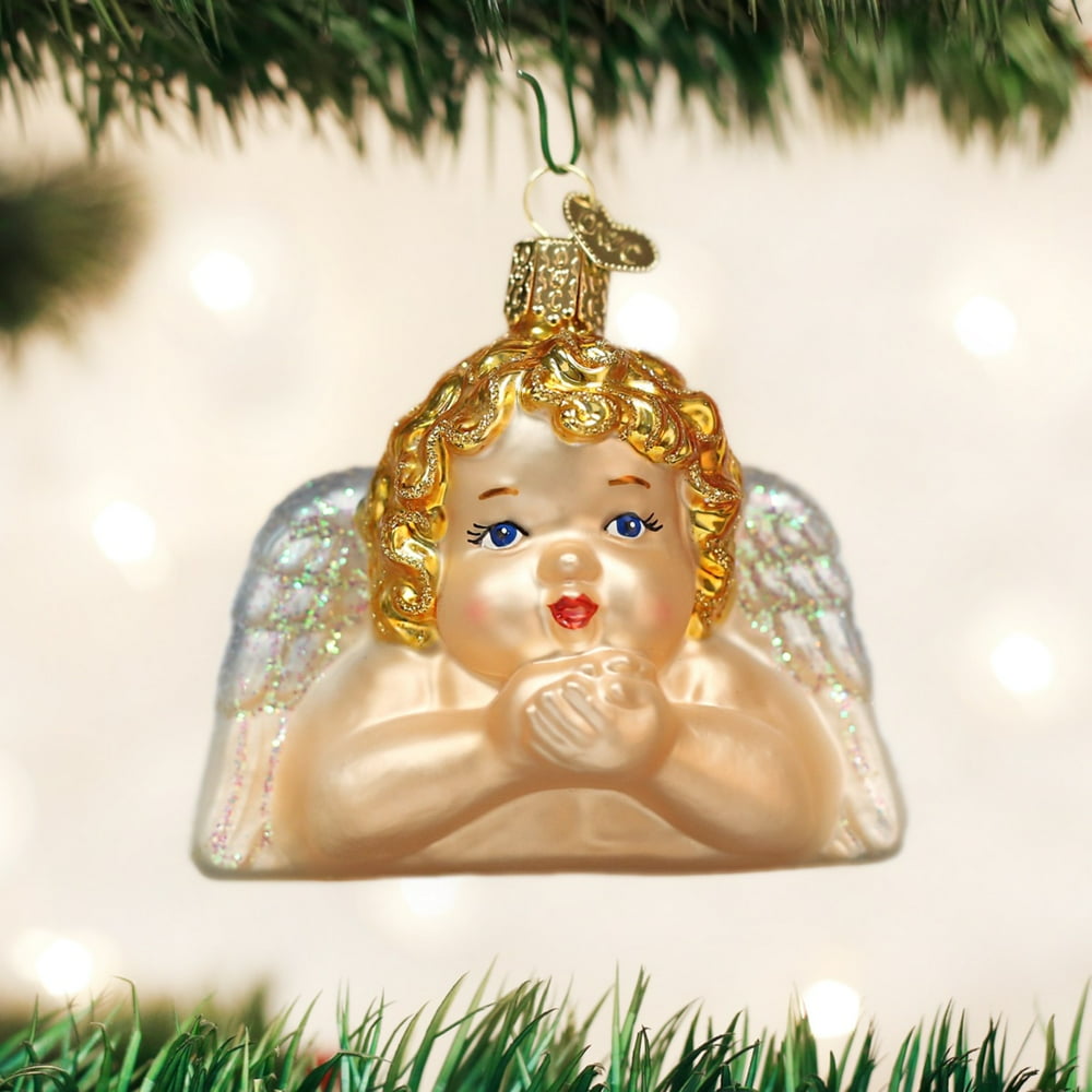 Old World Christmas Cherub Kisses Angel Glass Tree Ornament 10223 FREE