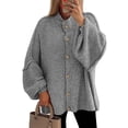 thumbnail image 1 of Suéter PRETTYGARDEN de Invierno con Botones y Tejido Grueso Gris Talla S, 1 of 8