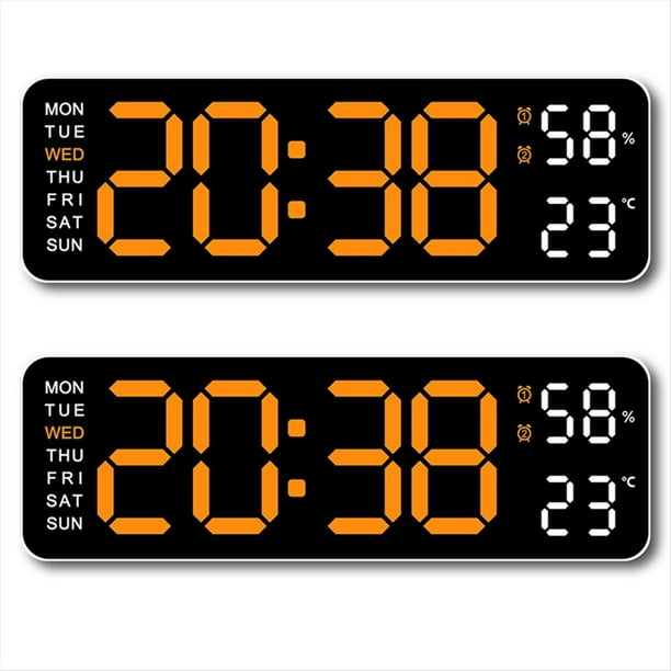 Reloj Electrónico Multifuncional Simple, Rectangular, con Fuente Grande, Despertador, Se Puede Colgar o Colocar de Pie A