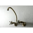 thumbnail image 4 of Kingston Brass KS214AB Kingston Double-Handle 2-Hole Wall-Mount Bridge Kitchen Faucet in Antique Brass, 4 of 8
