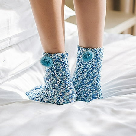

JeashCHAT Winter Coral Fleece Cake Socks Towel Massage Bottom Tube Female Socks Home Floor Socks