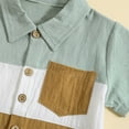 thumbnail image 7 of Toddler Baby Boys Summer Outfits Short Sleeved Stand Up Collar Cotton Linen Shirt + Shorts Set Summer Beach Suit, 7 of 7