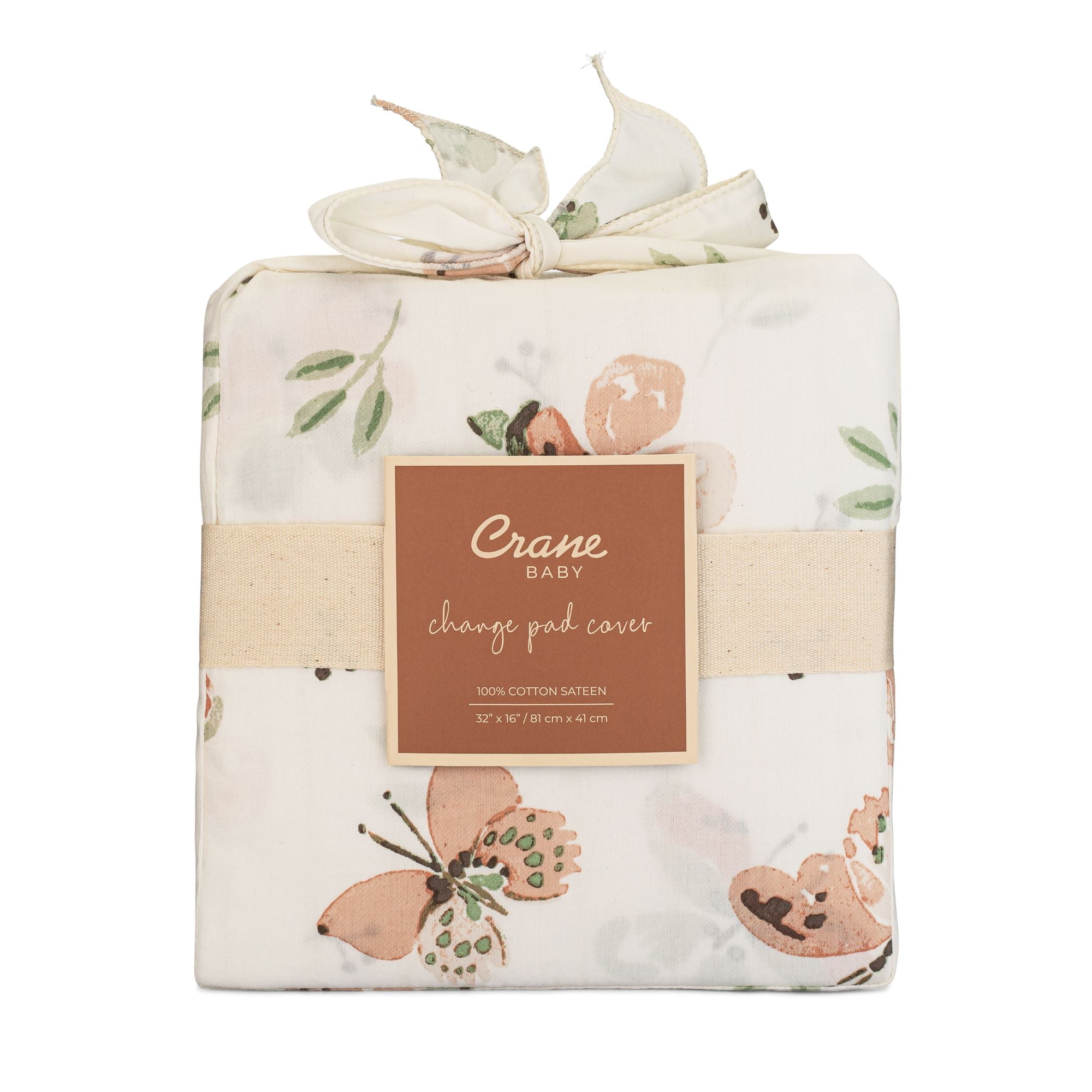 Crane Baby Changing Pad Cover, 100% Cotton Sateen Exterior Change Pad Cover, Butterfly, 16" x 32", Fitted Changing Pad Covers, Changing Table Pad Cover For Nursery, Baby Registry or Shower Gift