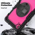 thumbnail image 3 of Case for Lenovo Tab One/K9 8.7 Inch 2025 with Screen Protector, 360 Degree Rotating Kickstand Hand Strap Heavy Duty Shockproof Cover with Shoulder Strap, Rose PC, 3 of 7