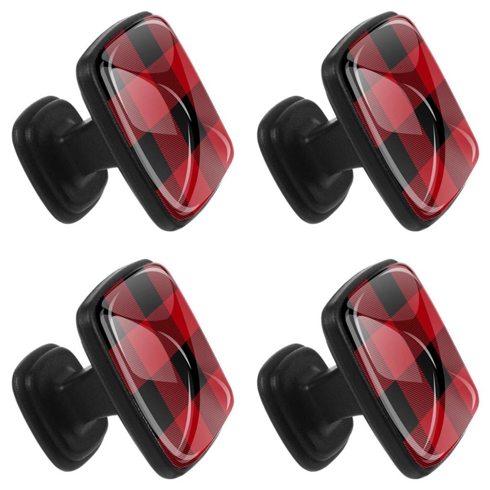 4 Pcs Square Cabinet Handle Cupboard Knob Drawer Pulls Handle Buffalo Plaid Drawer Knobs with Screws Furniture Decoration