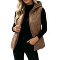 thumbnail image 3 of Busydd Womens Puffer Vest Comfortable Zip Up Hooded Puffy Vest Casual Solid Color Sleeveless Winter Vests with Pockets, 3 of 7