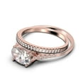 thumbnail image 4 of Dazzling Minimal Art Deco 2.00 Carat Oval Cut Diamond Moissanite Unique Engagement Ring, Wedding Ring, One Matching Band in 925 Sterling Silver With 18k Rose Gold Plating Gift For Woman, 4 of 4