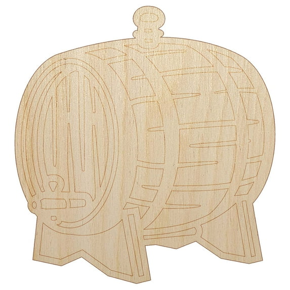 Serving Wine Wood Barrel Cask Wood Shape Unfinished Piece Cutout Craft DIY Projects - 4.70 Inch Size - 1/4 Inch Thick