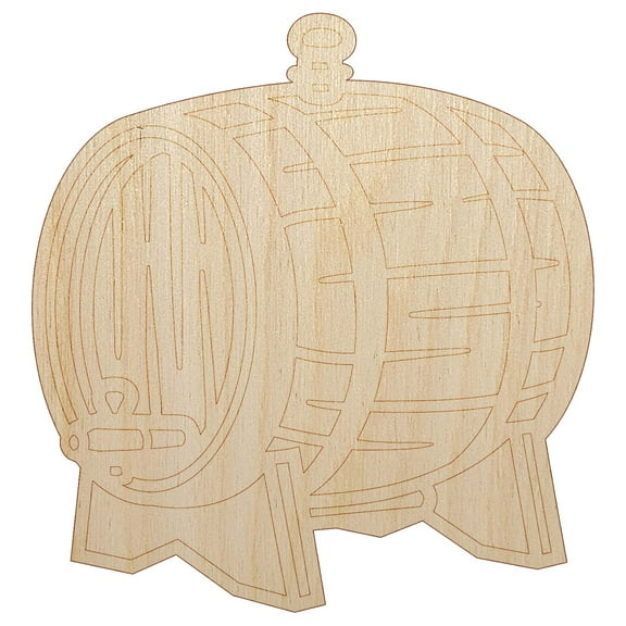 Serving Wine Wood Barrel Cask Wood Shape Unfinished Piece Cutout Craft DIY Projects - 4.70 Inch Size - 1/8 Inch Thick