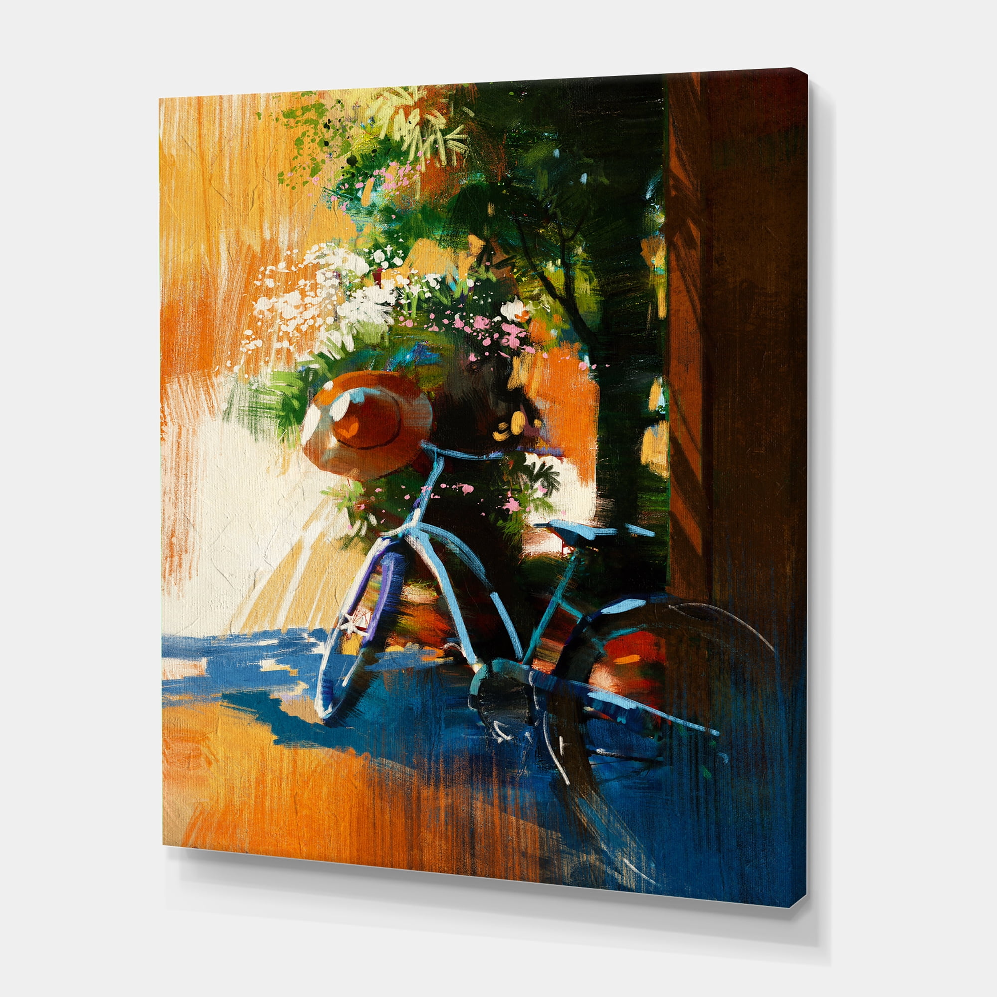 Designart ' Ancient Bicycle and Old Hat On Summer Day ' Vintage Canvas Wall Art Print