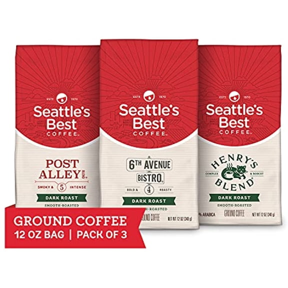 Seattles Best Coffee Dark Roast Ground Coffee Variety Pack | 12 Ounce Bags (Pack Of 3)