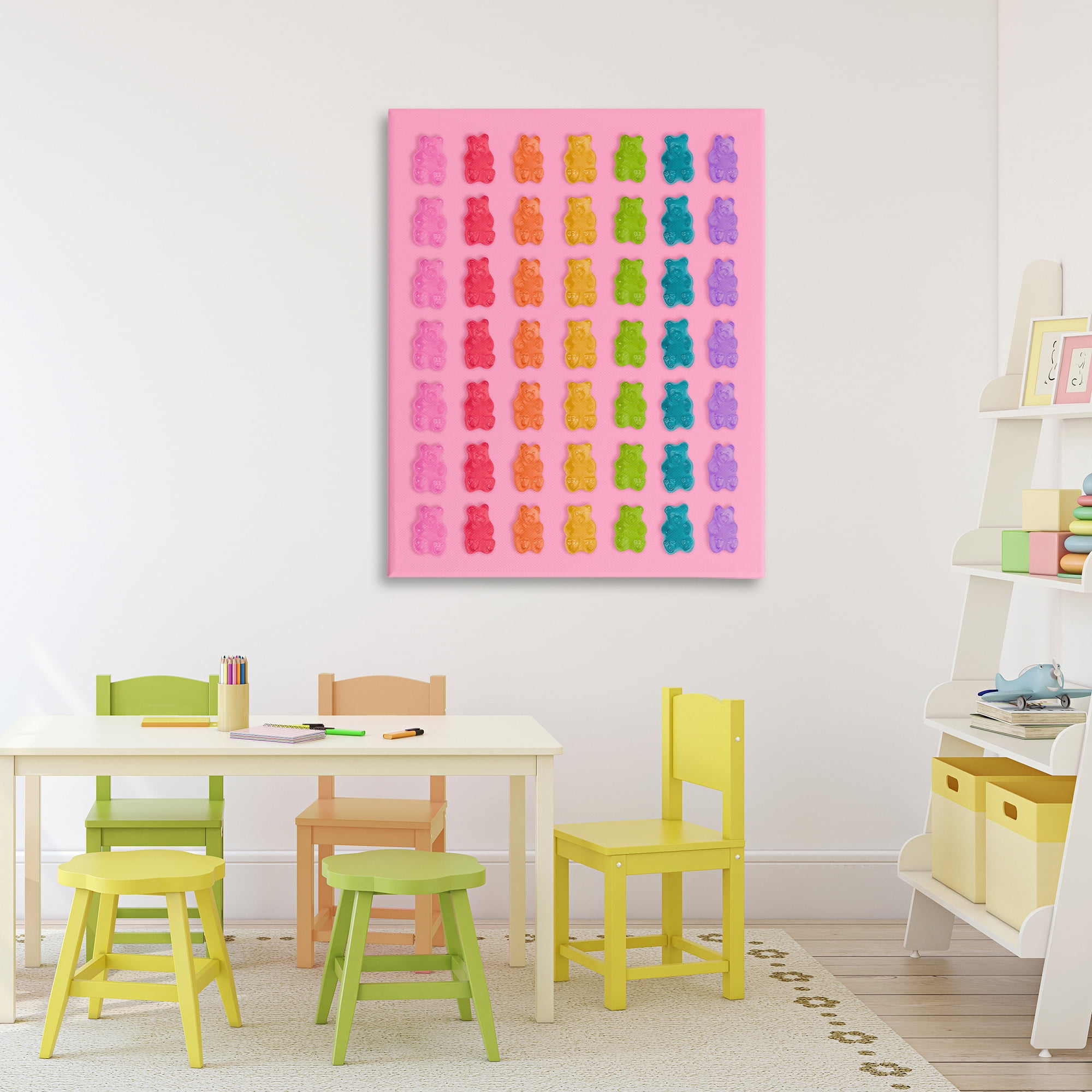 Stupell Industries Rainbow Bears in Stripes Canvas Wall Art, design by LISH Creative