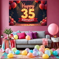thumbnail image 7 of Yatrandify Red Balloons Happy Birthday Banner LED Lights Celebration Banner Birthday Backdrop Party Decoration for Milestone Celebration Indoor Event Photo Prop, 7 of 7