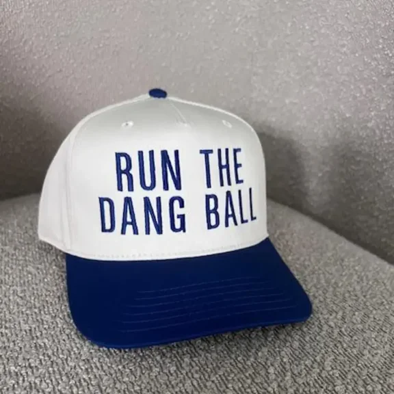 Run The Dang Ball Embroidered Trucker Hat, Adjustable Snapback Baseball Cap for Men and Women, Funny Sports Inspired Hat for Football Fans, Casual Streetwear Accessory