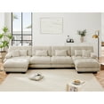 thumbnail image 4 of KYLE & KAY Convertible Sectional Sofa Couch, Chenille Oversized 4 Seater Cloud Couch with 6 Soft Pillows, Upholstered U Shaped Sofa with Ottoman for Living Room, Apartment, Office, Light Coffee, 4 of 7