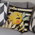 thumbnail image 6 of Spring Bumble Bee Sunflower Decorative Throw Pillow Covers 18x18inch Summer Farmhouse Black White Stripe Porch Patio Home Decor, Yellow Buffalo Plaid Check Quote Outdoor Couch Cushion Case, 6 of 8