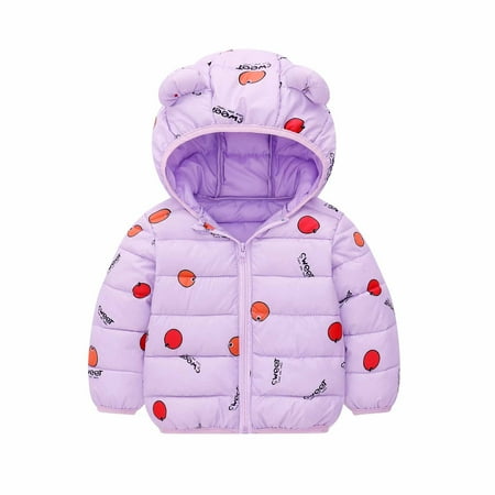 

jsaierl Toddler Kids Baby Boys Girls Winter Warm Solid Cute Coats Bear Ears Hooded Padded Jacket Boys Trench Coat