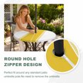 thumbnail image 5 of Round Outdoor Tablecloth with Umbrella Hole and Zipper, Yellow Geometric Fitted Table Cover with Elastic Edge for 45-54 Inch, Modern Striped Abstract Art Aesthetics Waterproof Patio Tablecoths, 5 of 9