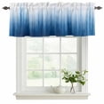 thumbnail image 2 of Blue Ombre Stripe Valances for Windows, Decorative Rod Pocket Window Valance Curtains, Abstract Art Gradient Watercolor Short Curtain Drapes for Kitchen/Bathroom/Living Room, 2 Panels, 60" W x 18" L, 2 of 8