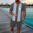 thumbnail image 2 of Vedolay Workout Short Sets For Men Men's Hawaiian Sets Short Sleeve Beach Flower Shirts and Shorts Outfits,Beige 3XL, 2 of 3