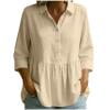 thumbnail image 6 of Edvintorg Summer Tops for Women Cotton And Linen Turndown Collar 3/4 Sleeve Casual Loose Shirts with Button Women's Blouses Beige S, 6 of 6