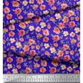 thumbnail image 3 of Soimoi Blue Poly Georgette Fabric Leaves & Blooming Camellias Floral Print Fabric By the Yard 42 Inch Wide, 3 of 3