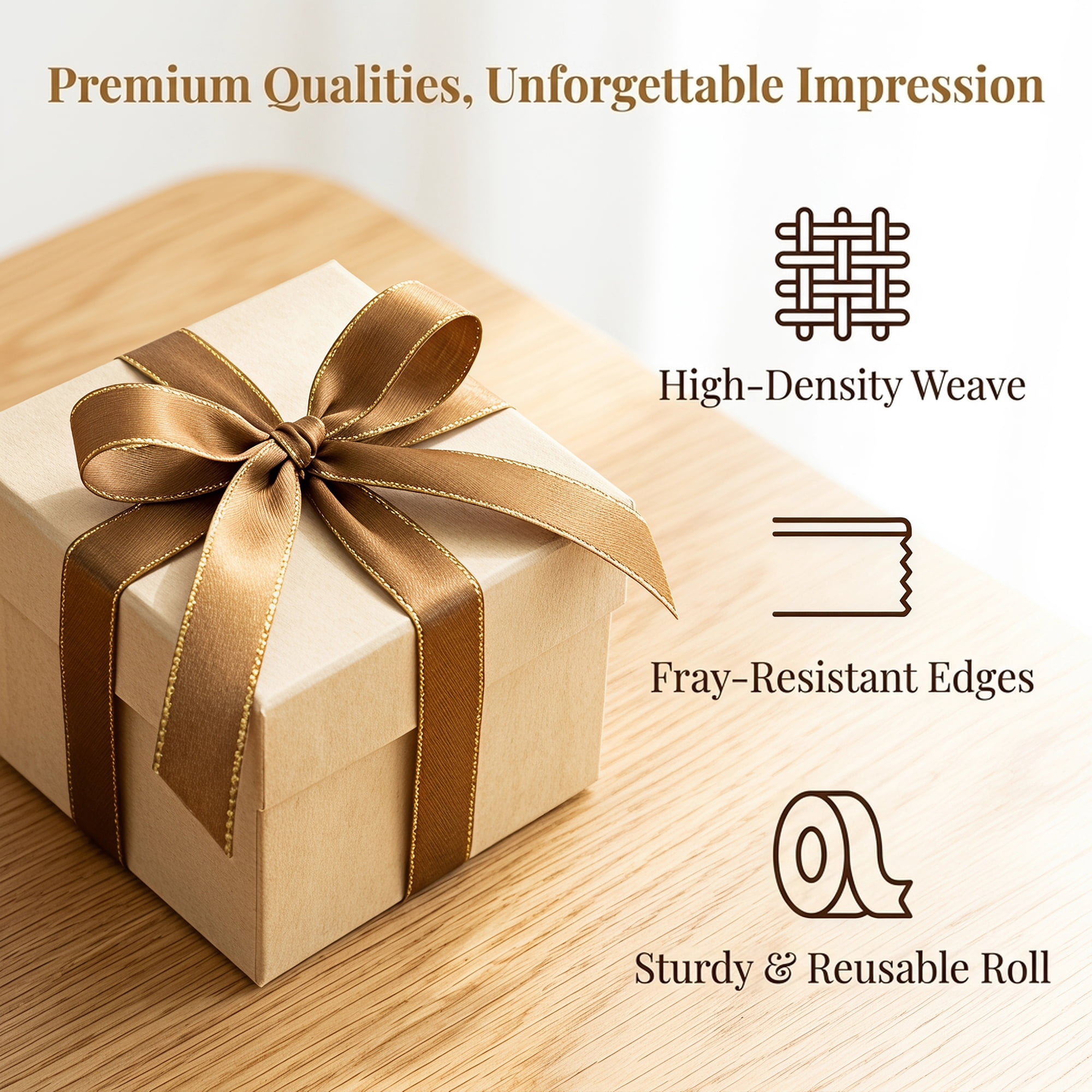 Unique Bargains Elegant Fabric Ribbon for Gift Wrapping and Crafting Projects Khaki