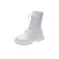 thumbnail image 1 of Kesitin Women Lace-Up Boots Fashion Mid Calf Combat Boots White 7.5, 1 of 8