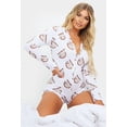 thumbnail image 3 of Combinaison Pyjama pour Femmes à Pois Nuage Imprimés, Manches Longues, Coupe Ample, Vêtements de Nuit, Boutons, 3 of 5