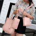 thumbnail image 4 of Mwjwdo Women's Vintage Oil Wax Leather 4-Piece Tote Bag Set, Solid Color Top Handle Satchel Crossbody Handbags for Daily Commute Pink, 4 of 5