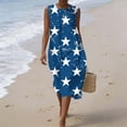 thumbnail image 5 of Summer Dresses for Women Independence Day Cotton Crew Neck Tank Long Dresses Casual Printed Back Zipper Beach Sundress with Pockets, 5 of 9