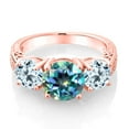 thumbnail image 3 of Gem Stone King 4.00 Ct Millennium Blue Mystic Topaz Sky Blue Topaz 18K Rose Gold Plated Silver Ring (Size 7), 3 of 5