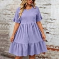 thumbnail image 5 of Admvng Womens Plus Size Casual Tiered Ruffle Dress Short Sleeve Round Neck Textured Summer Everyday & Vacation Dress, 5 of 8