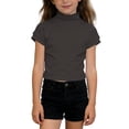 thumbnail image 3 of Kcolen Girl's Cap Sleeve Shirts Soft Turtle Neck T-Shirts Basic Casual Tunic Tops Solid Cute Stretchy Summer Tees, 3 of 5
