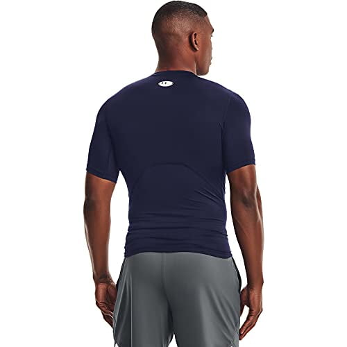 Under Armour Mens Armour HeatGear Compression Short-Sleeve T-Shirt,  Midnight Navy (410)/White, X-Large 