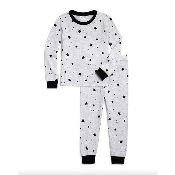 Bloomie’s Baby Unisex Star Print Tee & Star Print Pants Pajama Set, Gray, 18-24 Months