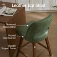 thumbnail image 5 of Usaint Distressed Faux Leather Swivel Bar Stools Set of 2 Cutout Backrest Solid Wood Legs for Kitchen Island Counter Chairs,Green, 5 of 10