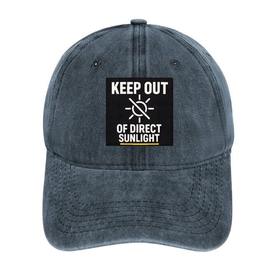 Keep Out Of Direct Sunlight Navy Cotton Baseball Cap for Men Women, Outdoor Casual Adjustable Hat