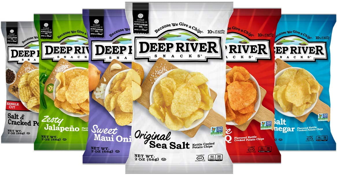 Deep River Snacks Kettle Potato Chips, Variety Pack, 2 Ounce (Pack of