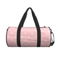 thumbnail image 2 of YFYANG Large Capacity Canvas Gym Bag for Men and Women, Pink Polka Dot Pattern Round Portable Travel Bags for Sports Fitness, 2 of 8