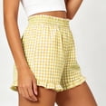 thumbnail image 6 of Karight Womens Gingham Ruffle Shorts Elastic Waist Casual Loungewear Sleep Shorts with Pockets, 6 of 7