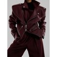 thumbnail image 5 of Chaquetas irregulares de piel para mujer, abrigos informales con cremallera y cuello vuelto, ropa de calle moderna, otoño e invierno, 2024, 5 of 5