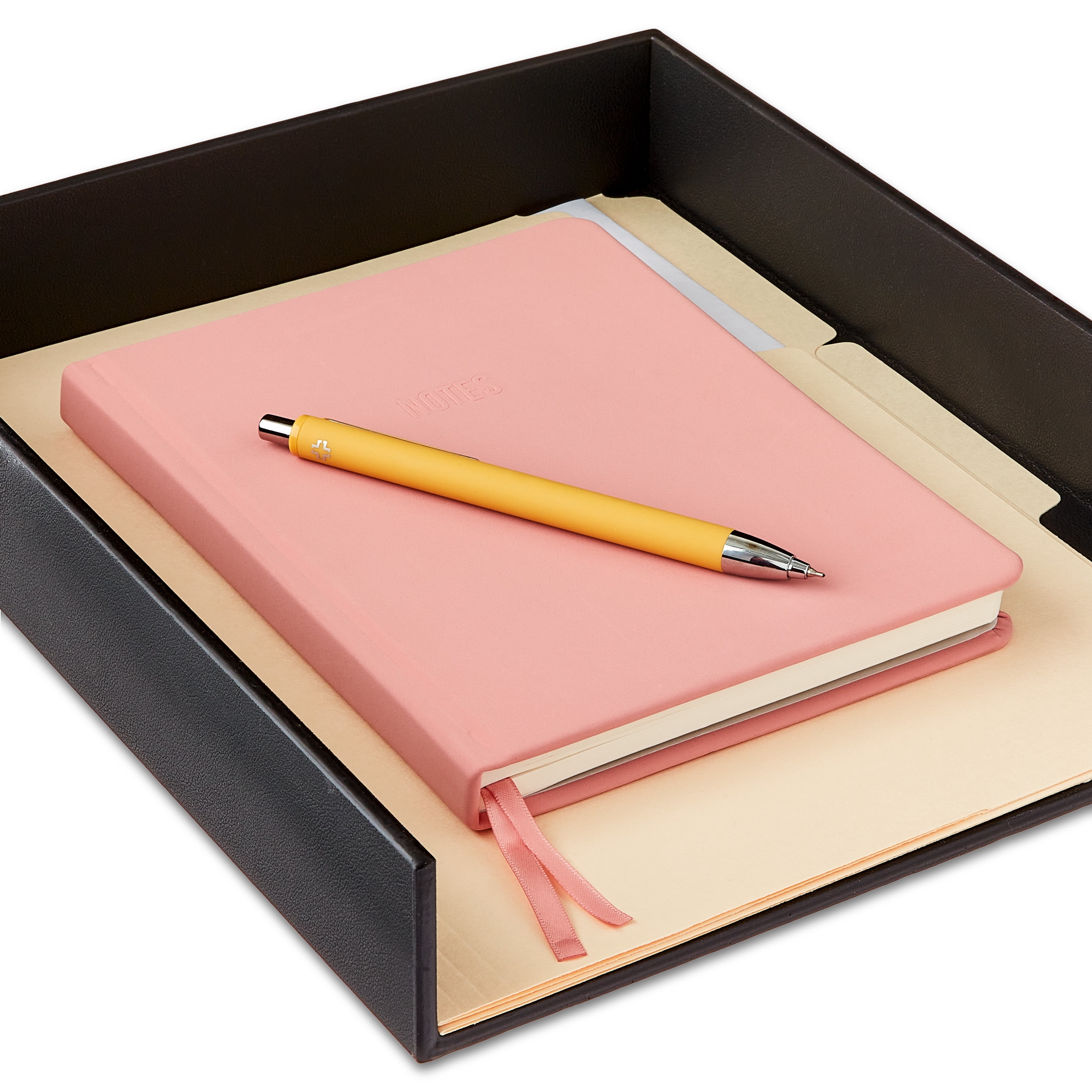 (3 pack) Pen+Gear Simulated Leather Letter Tray, 10 in x 12 in x 2 in, Rich Black