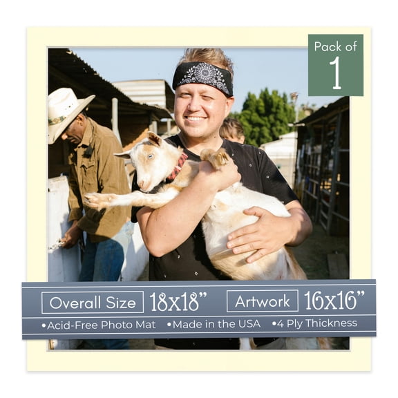 Off White Picture Frame Mat for 18x18 Frames - Fits 16x16 Photos - 1 Mat